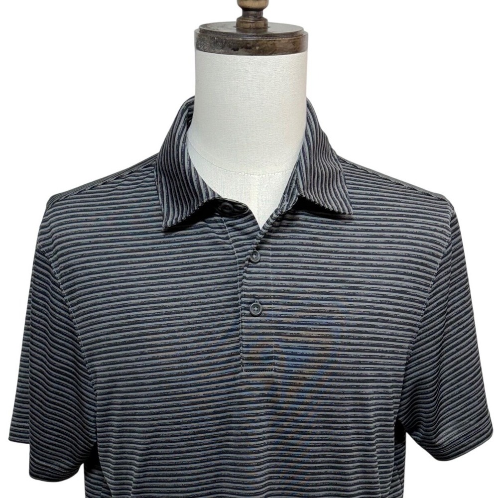 Champion Shirt Mens Large Gray C9 Duo Dry Striped Polo Performance Short Sleeve